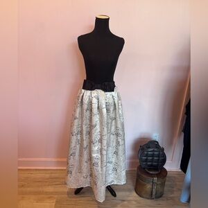 Her Destiny Paris Black and White  Printed Maxi Skirt with Black Waist Bow